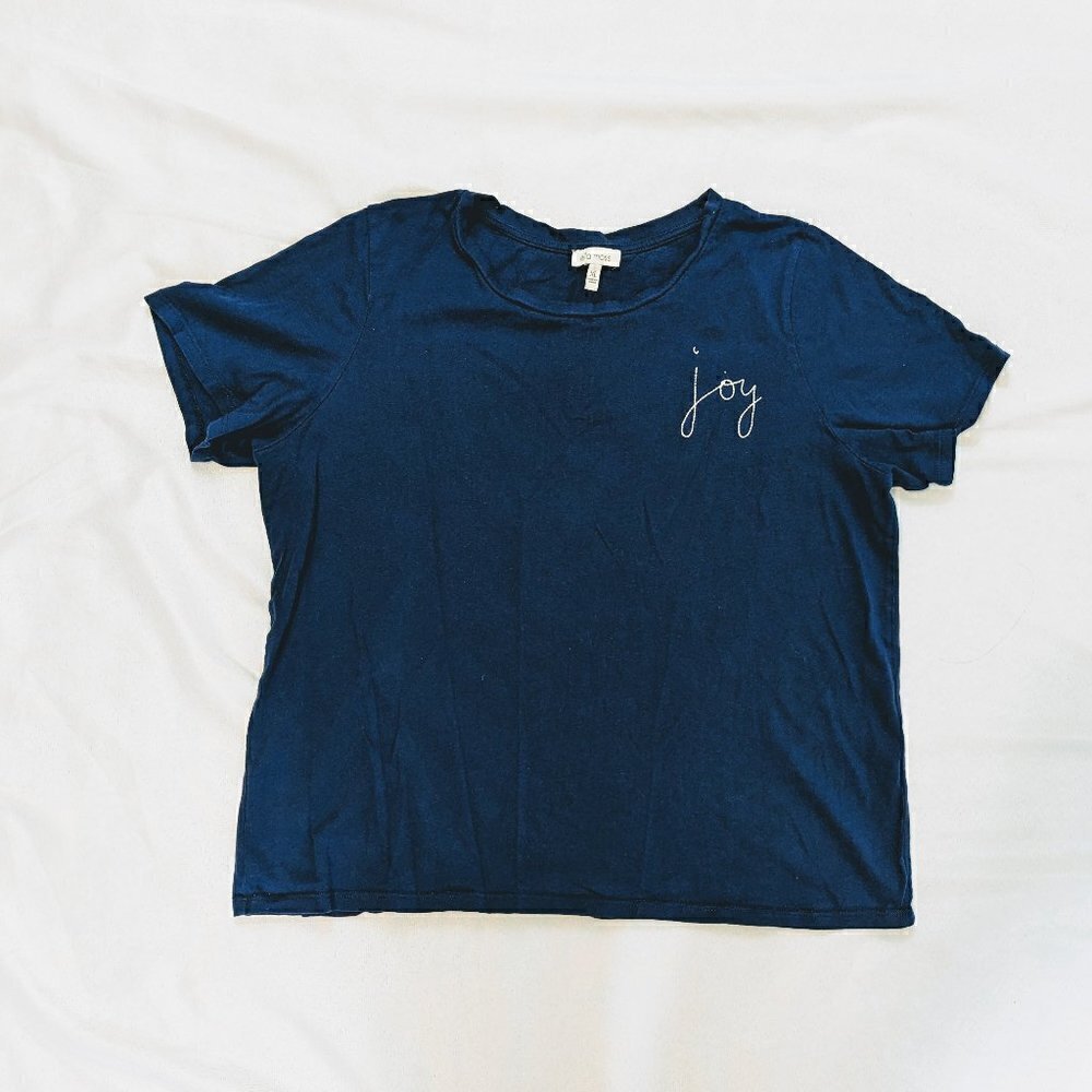Ella Moss Navy Blue "Joy" T-Shirt Size XL